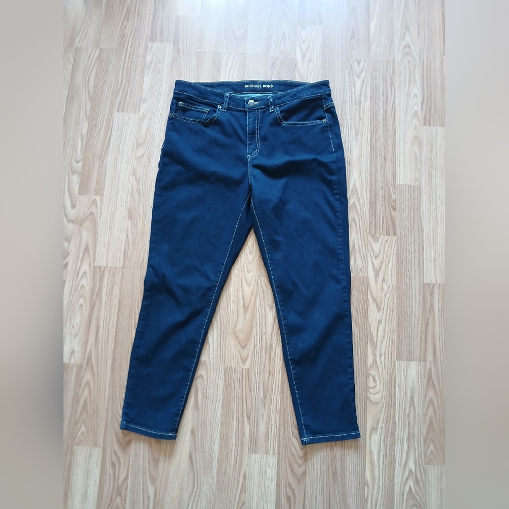 Michael Kors Navy Blue Izzy Cropped Skinny Jeans